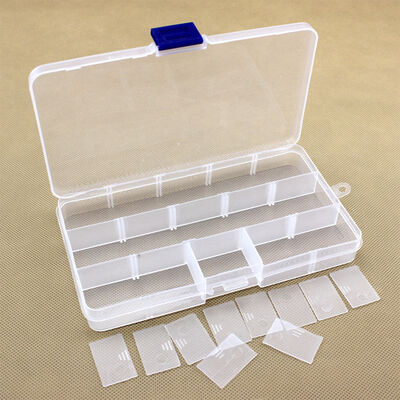 15 Grid Plastic Storage Box Removable Divider Black Lock Organizer Box