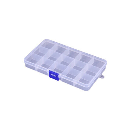 15 Grid Plastic Jewelry Organizer Box Blue Removable For Jewelry Beads