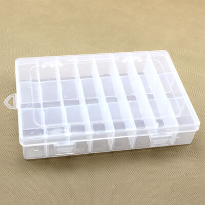 24 Grid Transparent Plastic Organizer Box Removable Dividers Storage