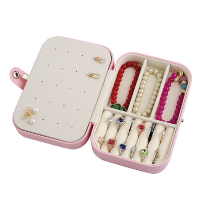 Durable Pink Travel Jewelry Storage Box Compact and Secure Portable Storage for Necklaces Rings Earrings