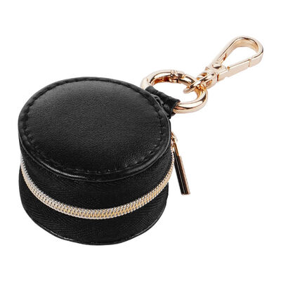 Affordable Black PU Leather Mini Jewelry Box Compact 5 × 5 × 3 cm Travel Jewelry Case