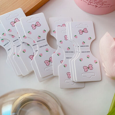 Strawberry Bow Paperboard Hair Tie Display Cards 100pcs Bulk Pack