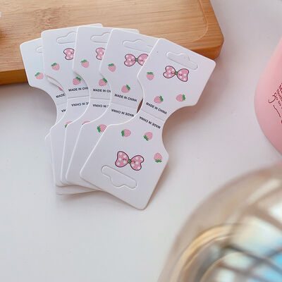 Strawberry Bow Paperboard Hair Tie Display Cards 100pcs Bulk Pack