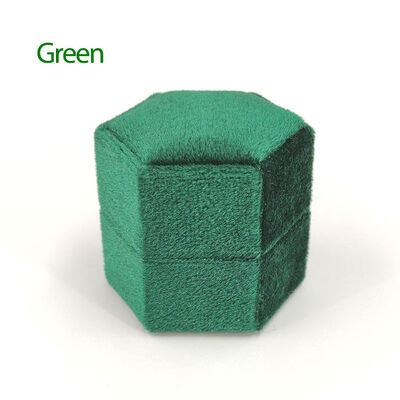 G116 Green Velvet Hexagonal Ring Packing Box Custom Luxury Jewelry Boxes