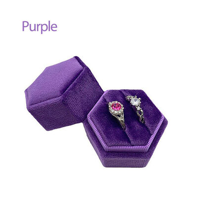 Purple Velvet Hexagonal Ring Jewelry Packaging Boxes For Engagement