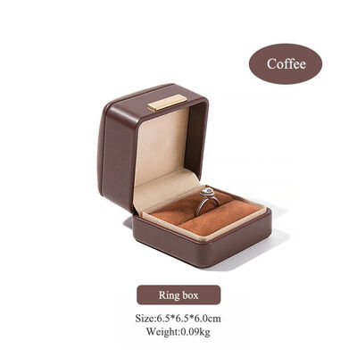Coffee Vintage PU Square Buckle Packaging Box For Jewelry