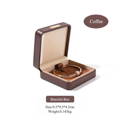 Coffee Vintage PU Square Buckle Packaging Box For Jewelry