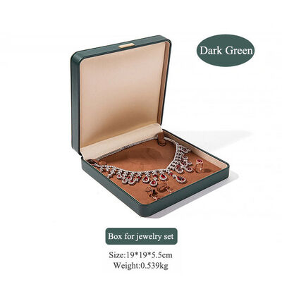 Dark Green Vintage PU Square Buckle Packaging Box For Jewelry