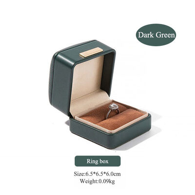 Dark Green Vintage PU Square Buckle Packaging Box For Jewelry