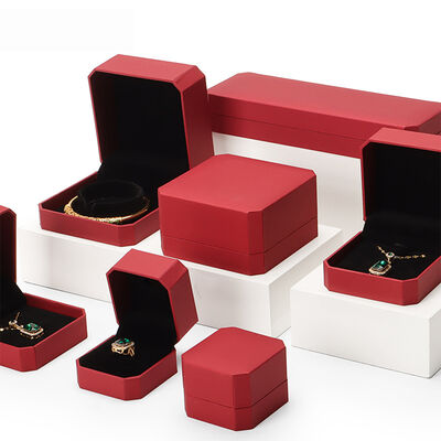 Red Leatherette Octagon Bangle Box for Jewelry Packaging