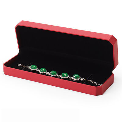 Red Leatherette Octagon Bracelet Jewelry Packaging Boxes With Burr Free Edges