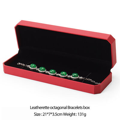 Red Leatherette Octagon Bracelet Jewelry Packaging Boxes With Burr Free Edges