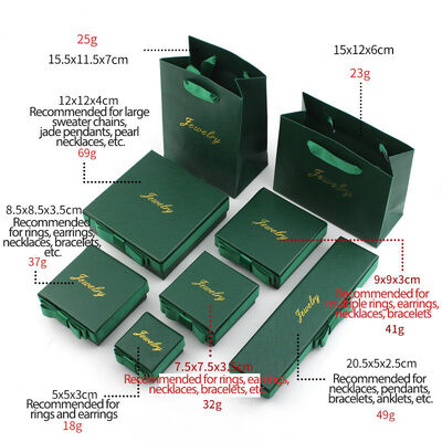 Dark Green Paper Jewelry Box 5x5x3cm Bowknot Ring Packaging Box