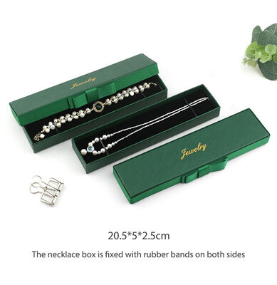 Dark Green Paper Jewelry Box 5x5x3cm Bowknot Ring Packaging Box