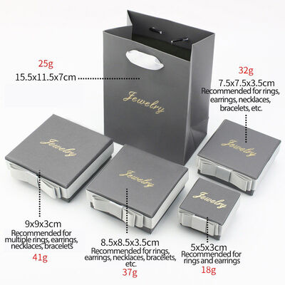 Gray Bow Specialty Hard Paper Packing Jewelry Boxes For Earrings Ring Gift Box