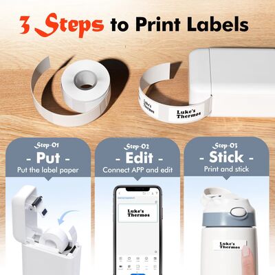 Portable Thermal Sticker Label Printer 0.5 Inch Compatible with IOS / Android